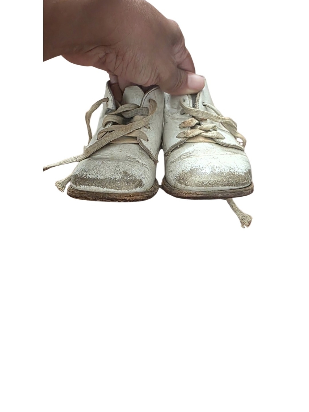 Vintage Baby Shoes Mid Century White Leather Toddler Walker Boots Jumping Jacks - Picture 14 of 16